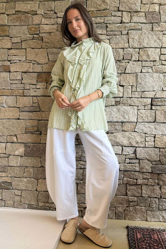 Nantucket Ruffle Blouse Soft Olive